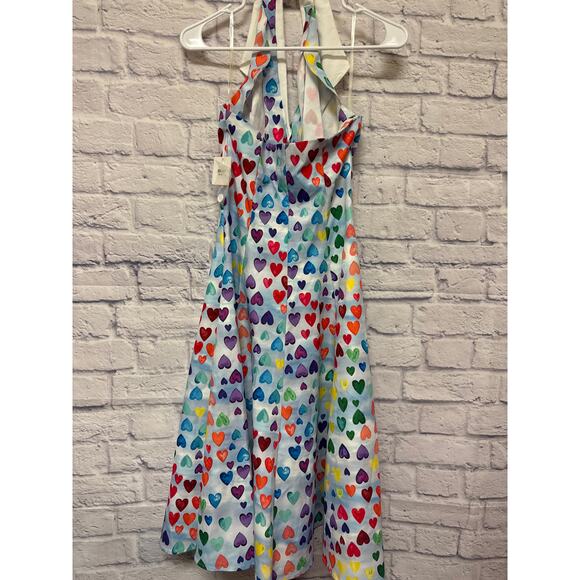 Unique Vintage Peacock Room Rainbow Heart Dress w/Halter Collar SZ 2 (XS) NWT - Picture 4 of 5